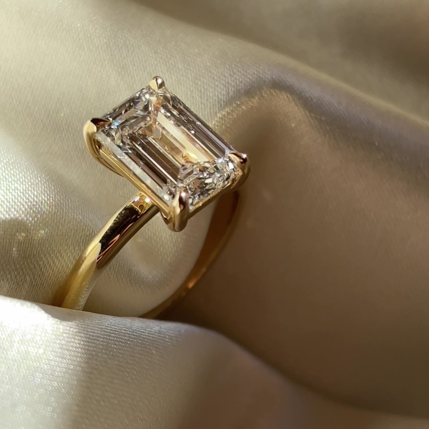 The Audrey Ring - 3.00ct Lab Diamond Emerald Solitaire