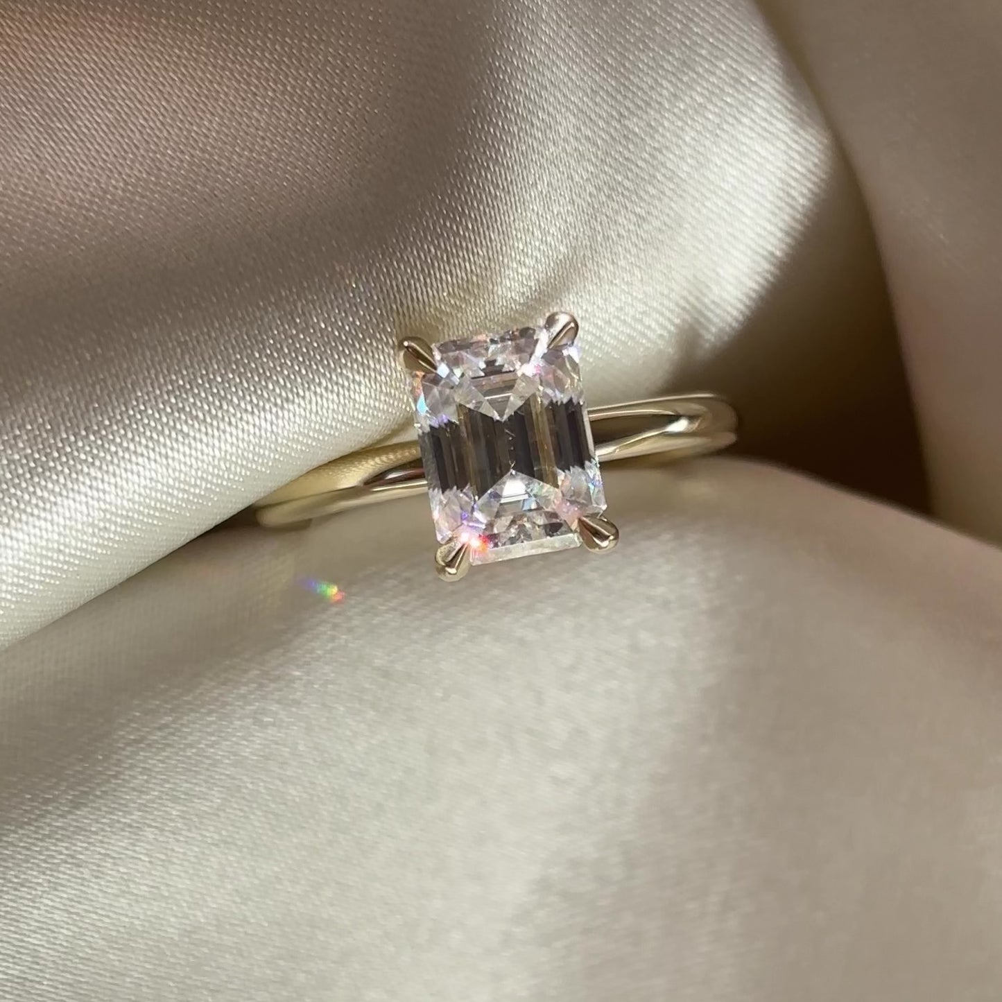 The Audrey Ring - 1.9ct Moissanite Emerald Solitaire