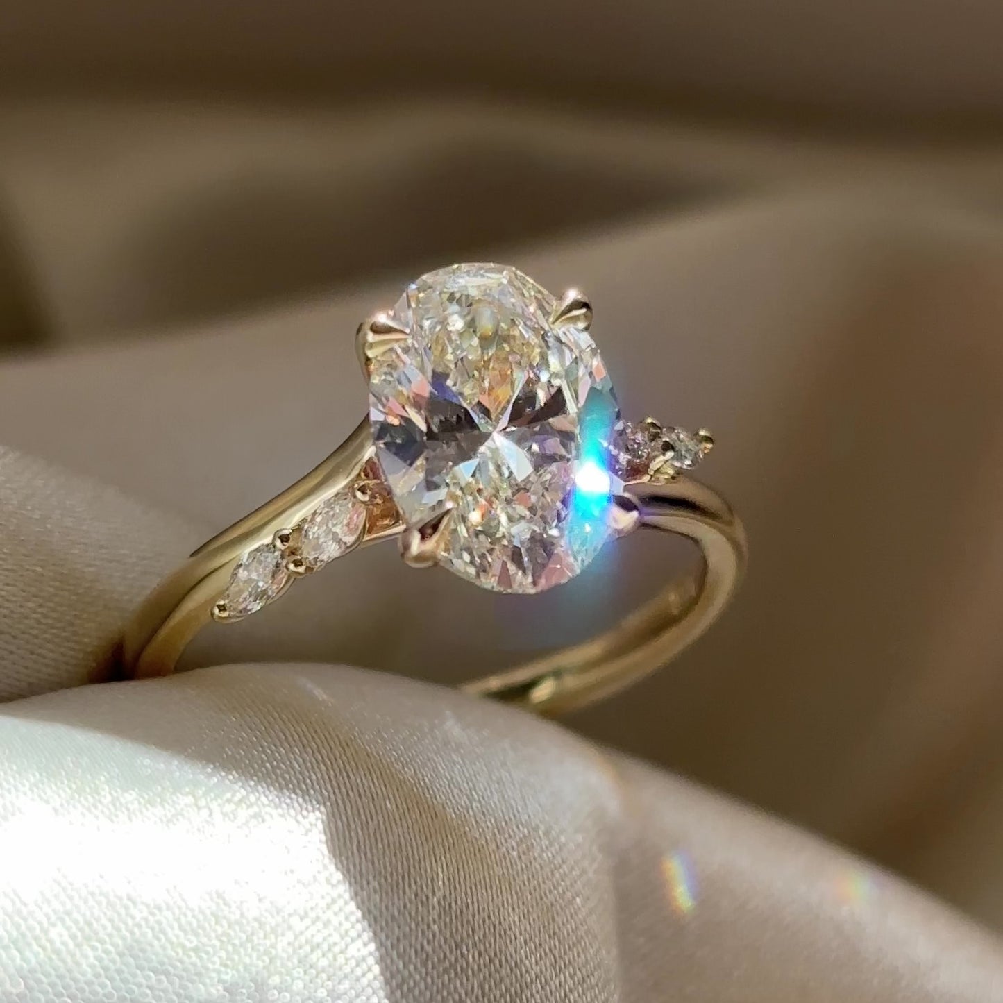The Amira Ring™ - 2.04ct Lab Diamond Oval with Marquise Accents