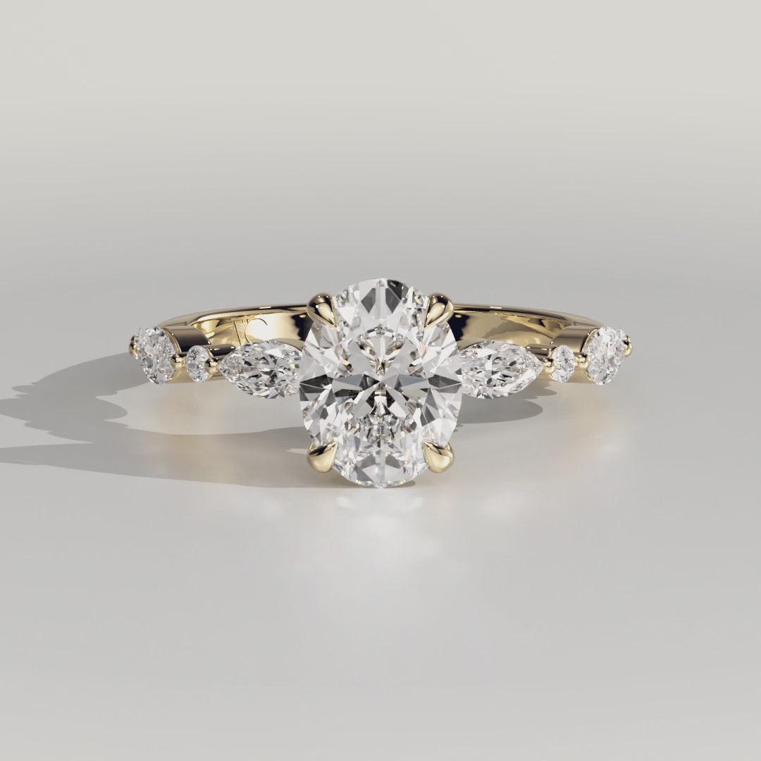 The Avery Ring - Oval With Marquise and Round Brilliant Band