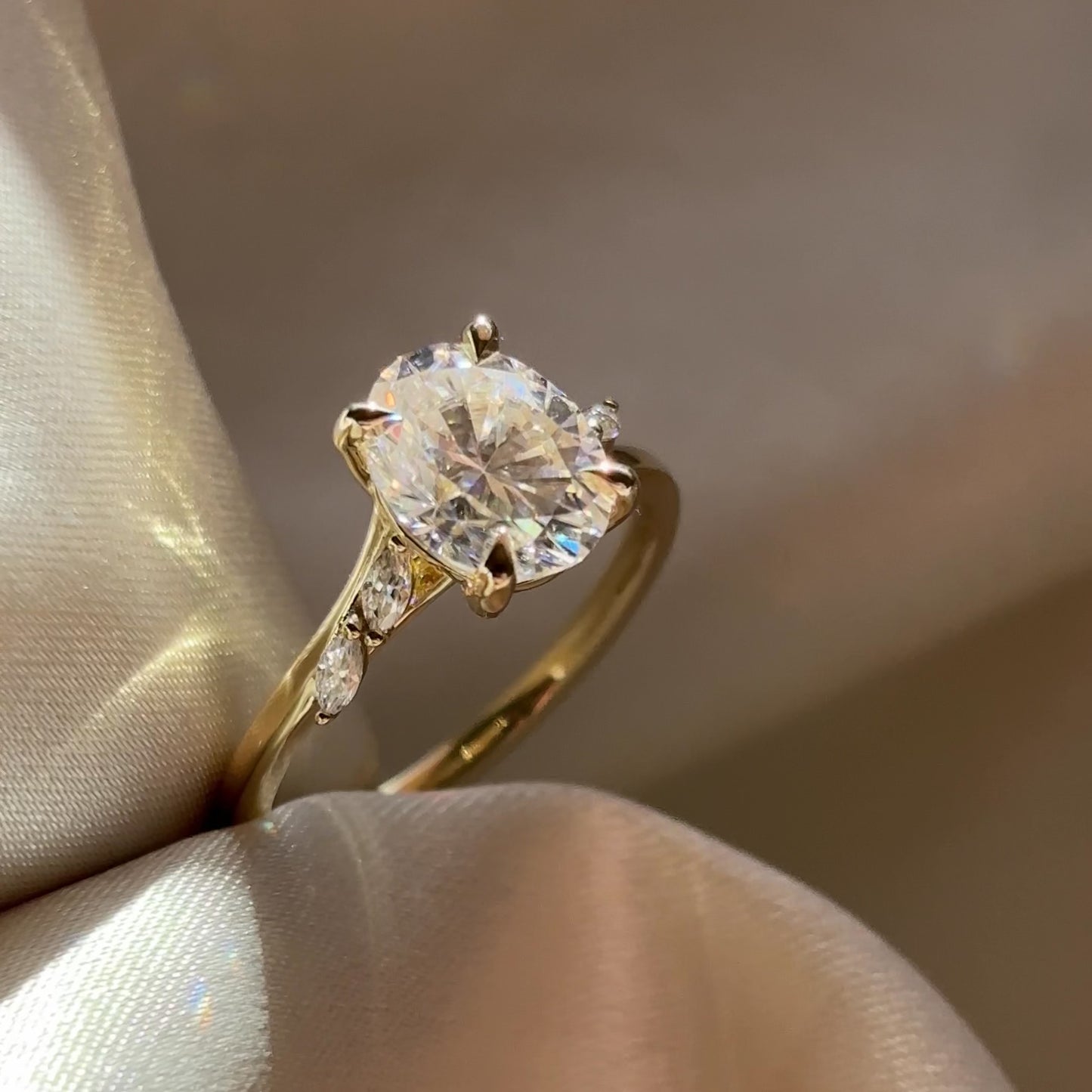 The Amira Ring - 2.1ct Moissanite Oval with Marquise Accents