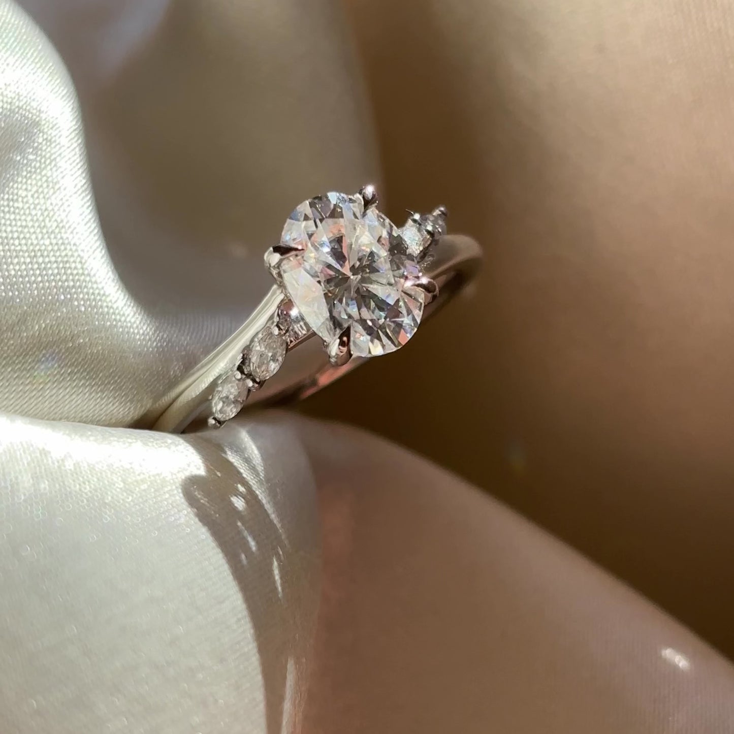 The Amira Ring - 1.5ct Moissanite Oval with Marquise Accents