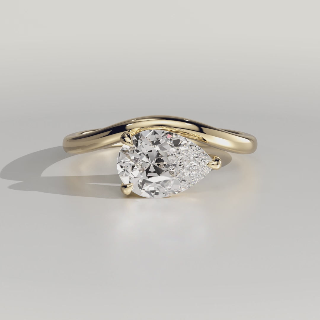 The Maya Ring - Pear Curved Solitaire