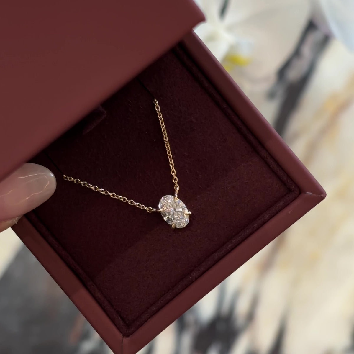The Iris Necklace - 1.03ct Lab Diamond Oval Pendant
