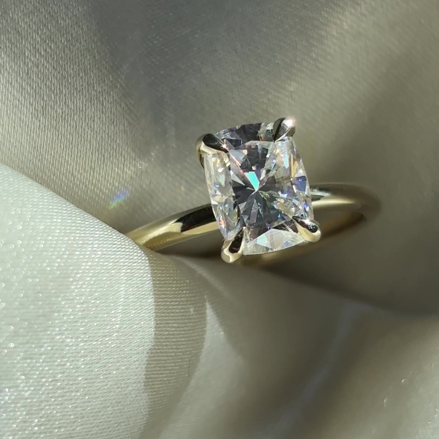 The Ophelia Ring - 1.75ct Moissanite Elongated Cushion Solitaire