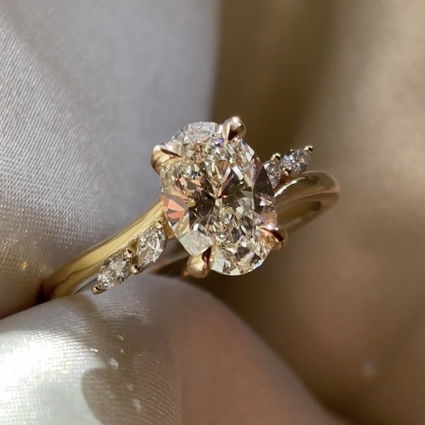 The Amira Ring™ - 1.51ct Lab Diamond Oval with Marquise Accents