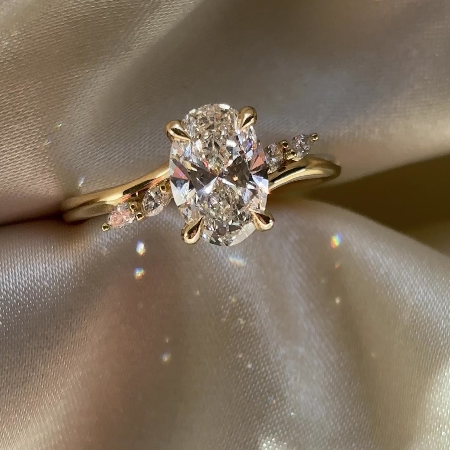 The Amira Ring™ - 1.52ct Lab Grown Diamond Oval with Marquise Accents