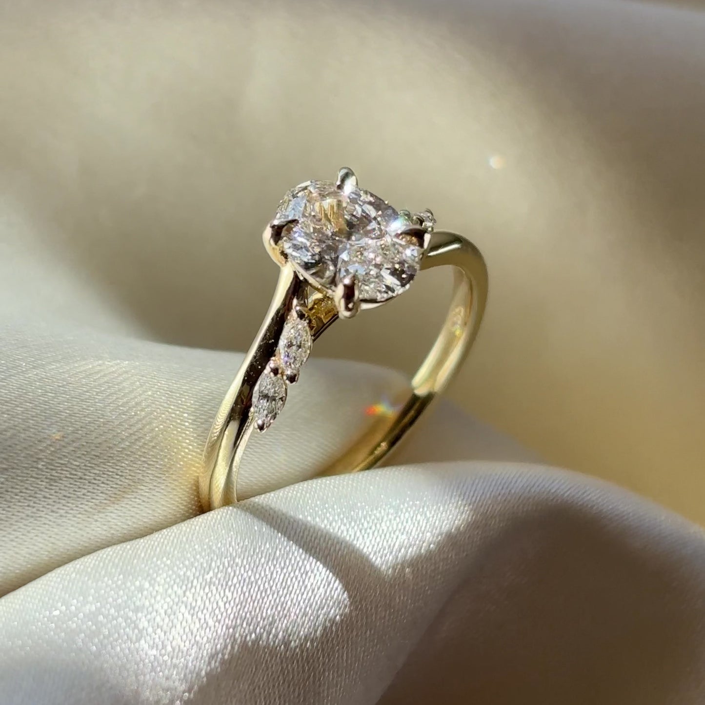 The Amira Ring™ - 1.03ct Lab Diamond Oval with Marquise Accents