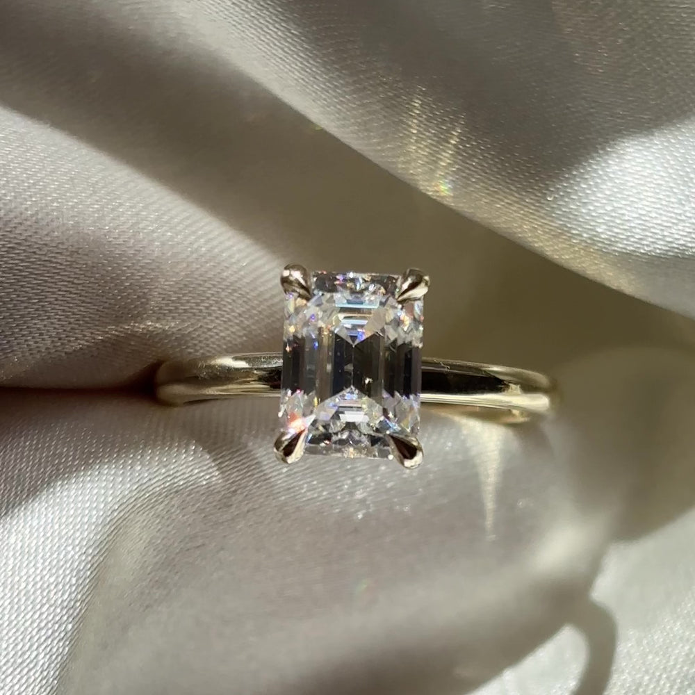 The Audrey Ring - 1.9ct Moissanite Emerald Solitaire