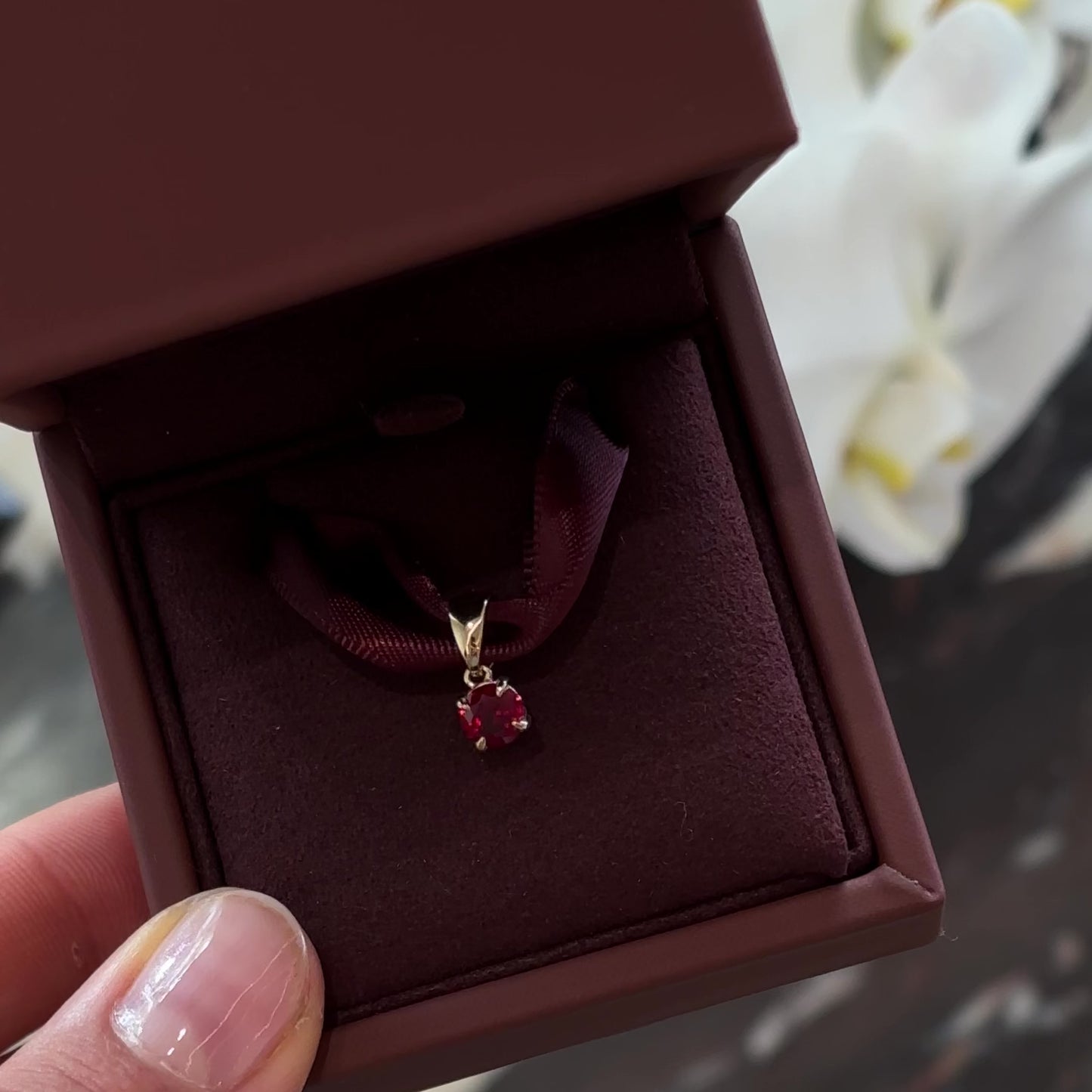 The Signature Birthstone Pendant - Ruby (July)
