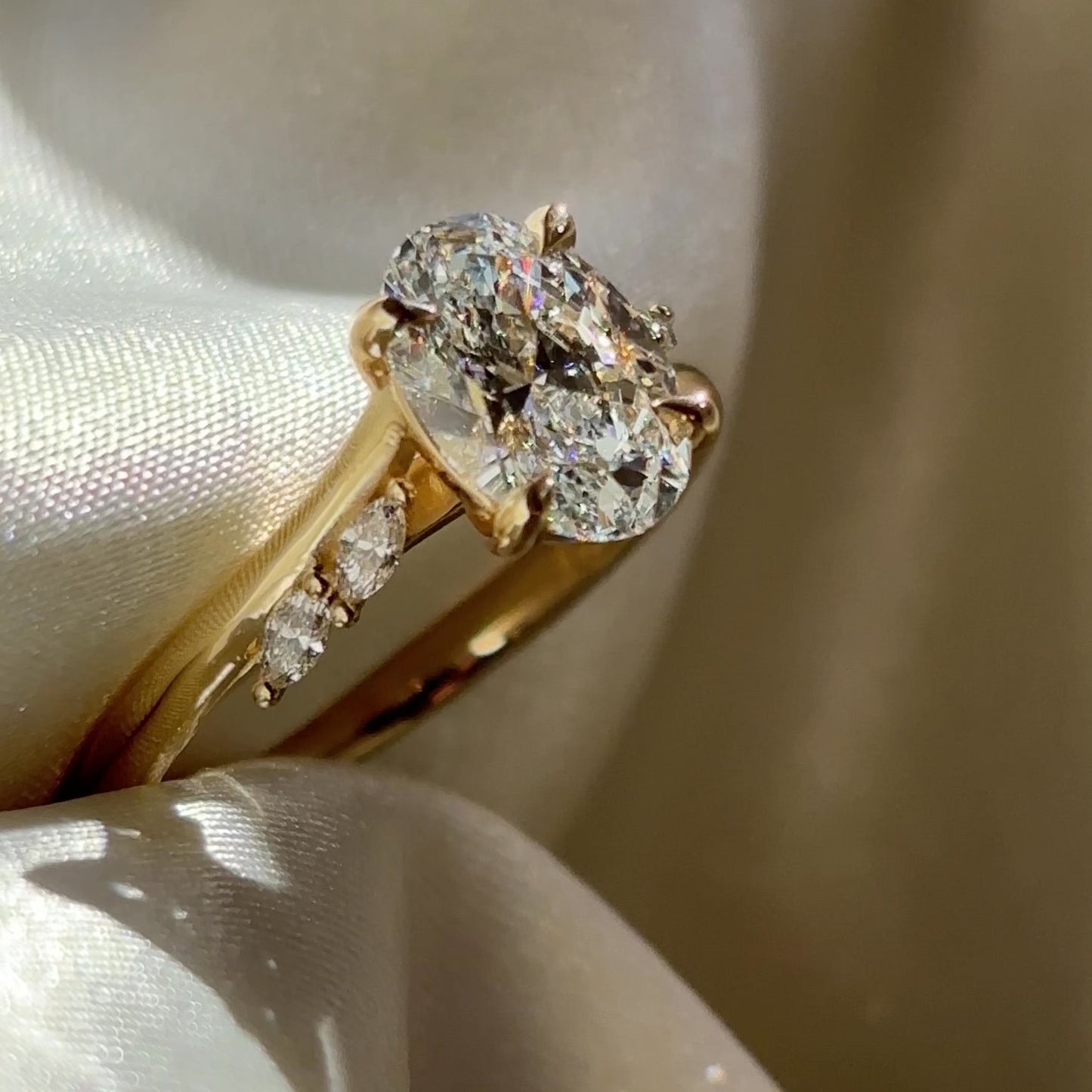 The Amira Ring™ - 1.57ct Lab Diamond Oval with Marquise Accents