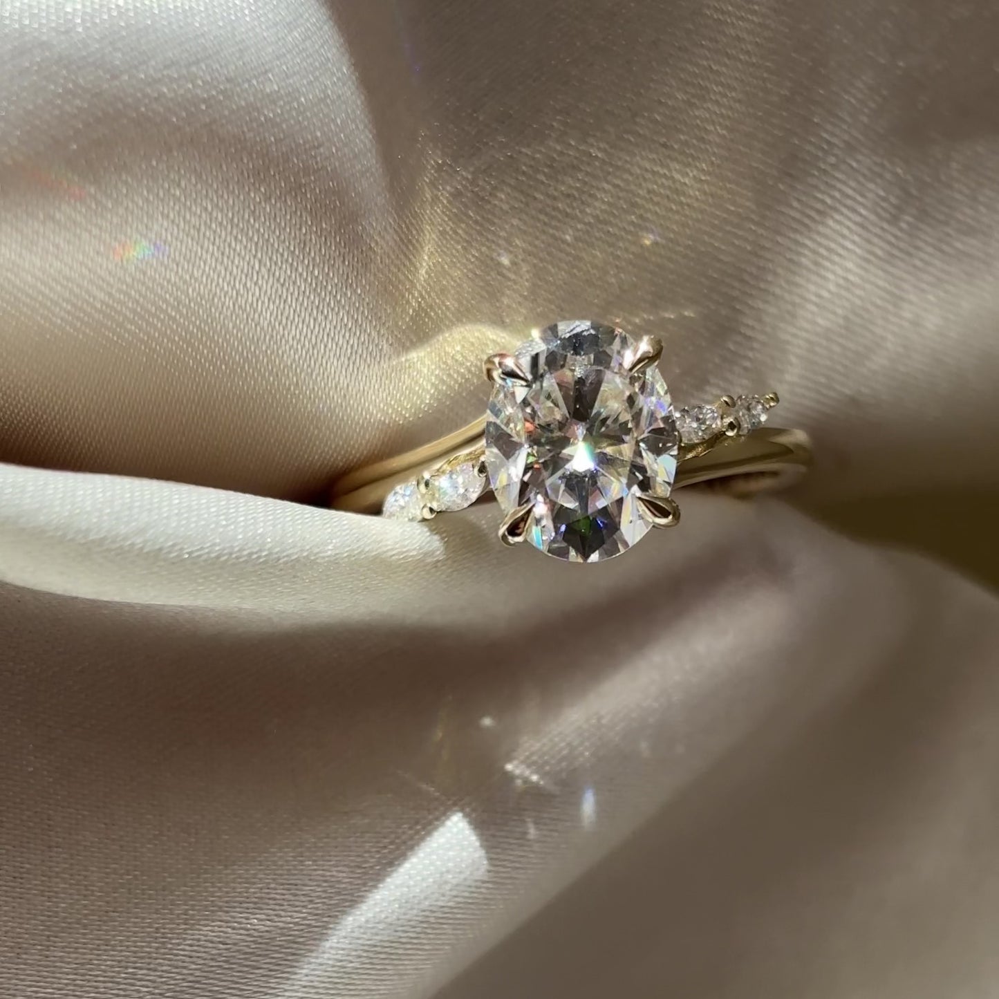 The Amira Ring - 2.1ct Moissanite Oval with Marquise Accents