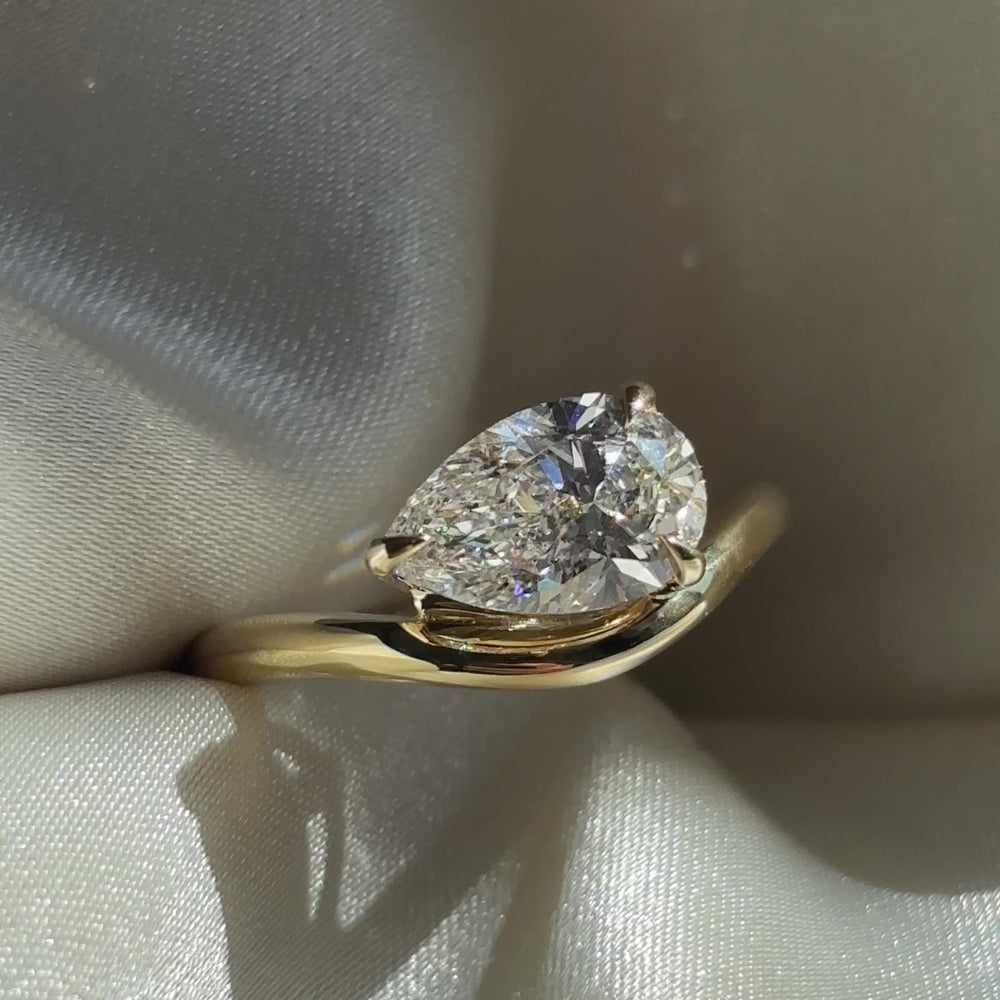 The Maya Ring - 1.54ct Lab Diamond Pear Curved Solitaire