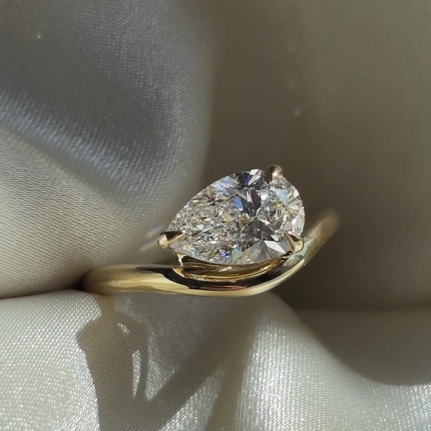 The Maya Ring - 1.54ct Lab Diamond Pear Curved Solitaire