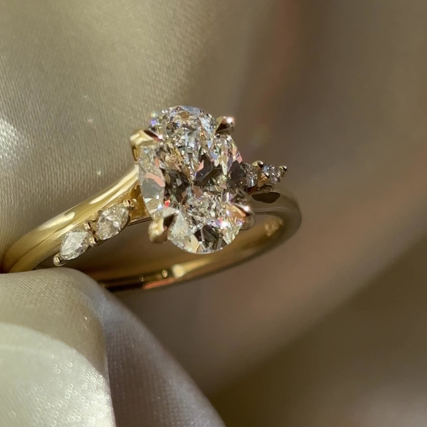 The Amira Ring™ - 1.60ct Lab Diamond Oval with Marquise Accents