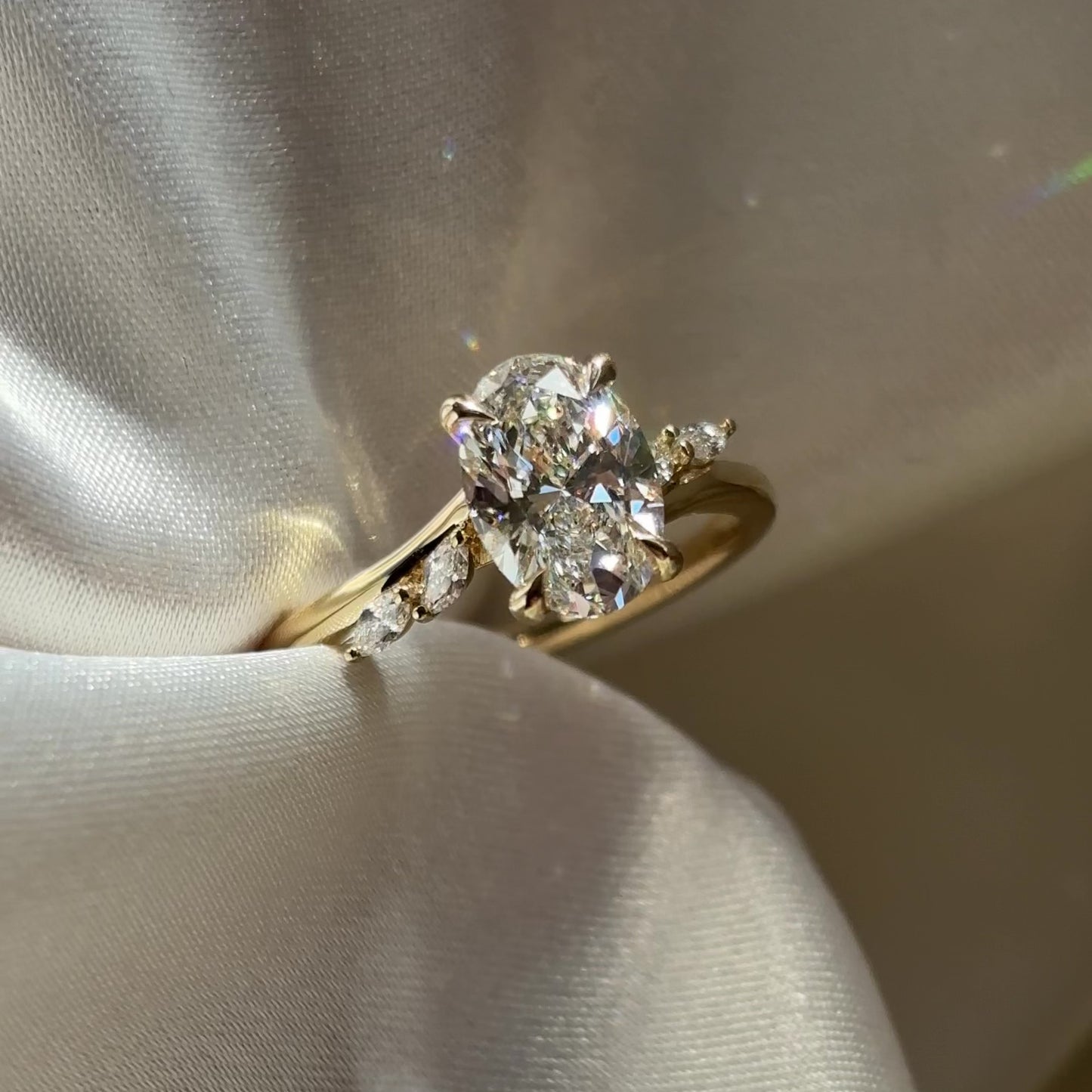 The Amira Ring - 1.54ct Lab Grown Diamond Oval with Marquise Accents