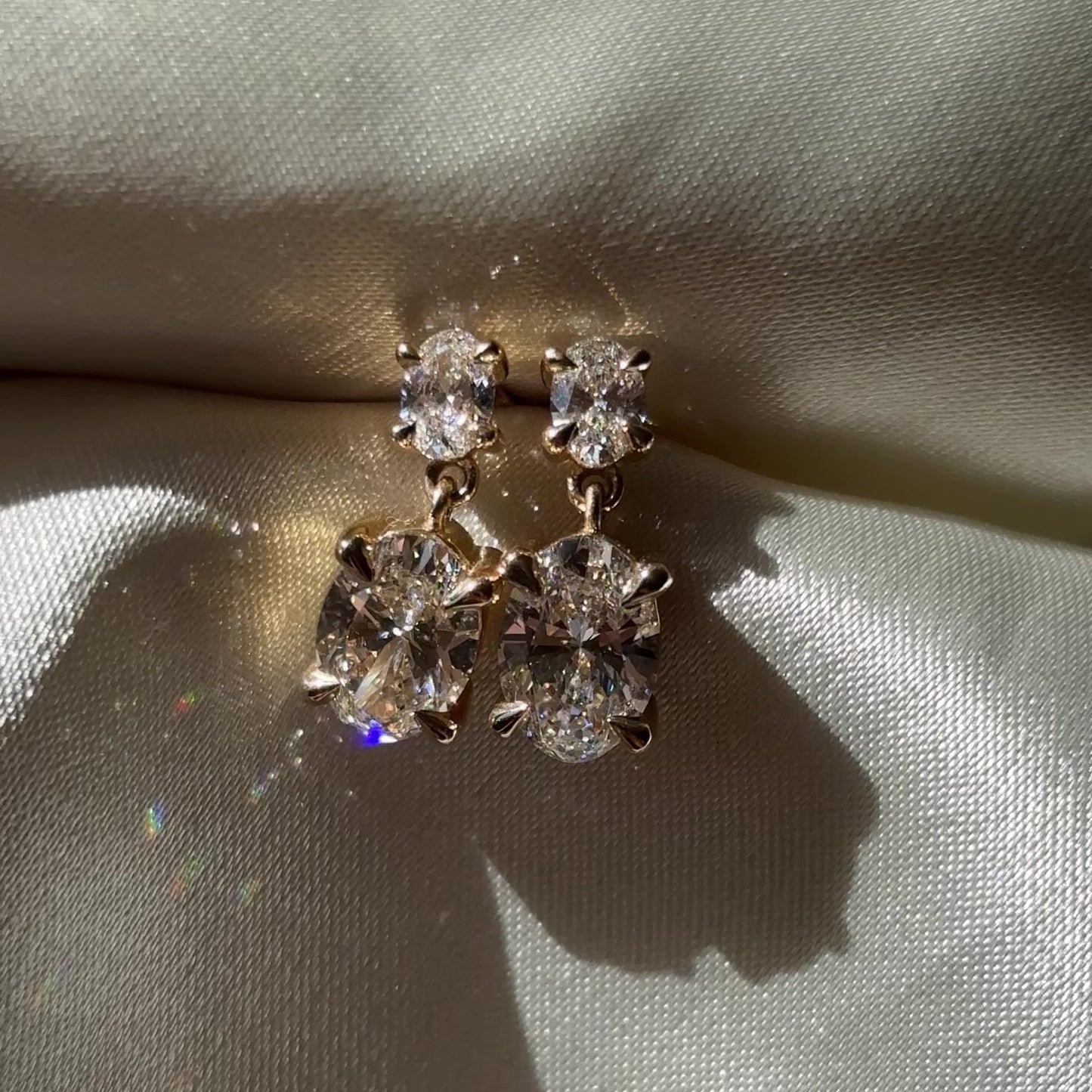 The Arietta Earrings - 2.4CTTW Lab Diamond Oval Double Drop Earrings