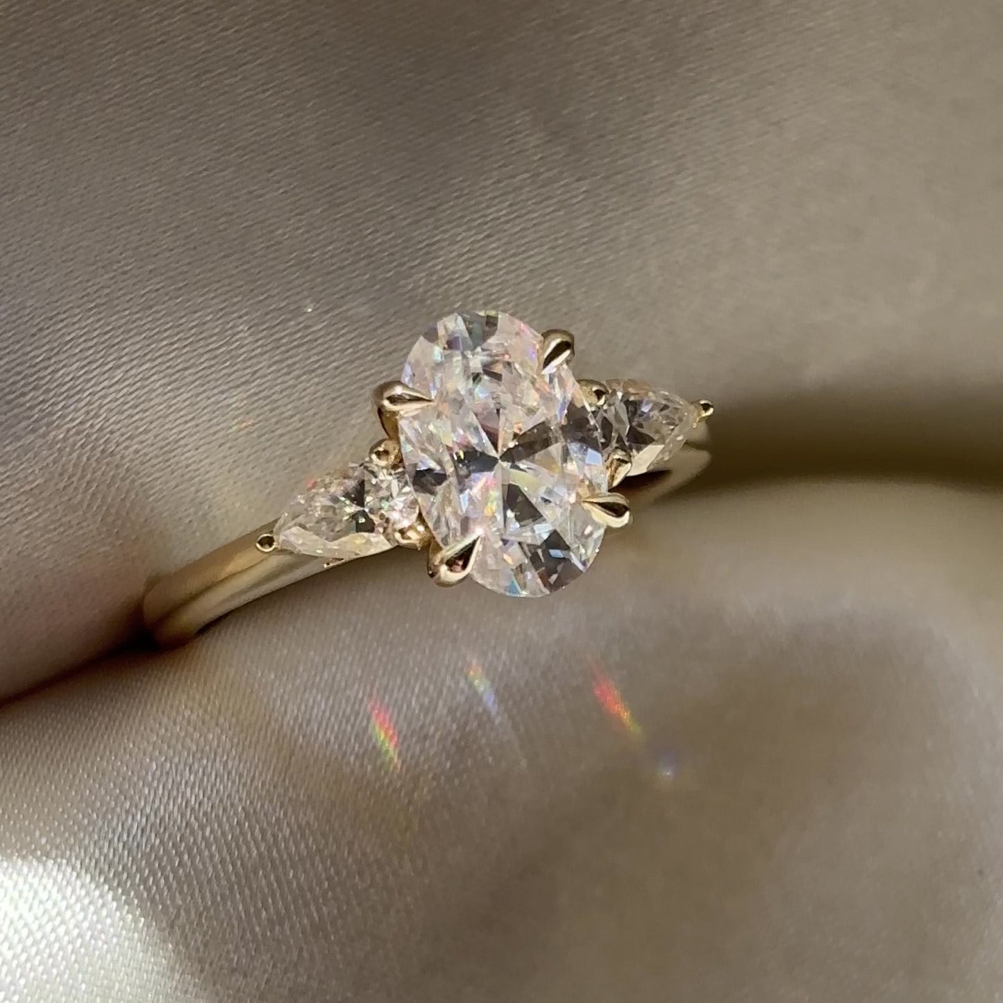 The Florence Ring - 1.8ct Moissanite Oval & Pear Trilogy
