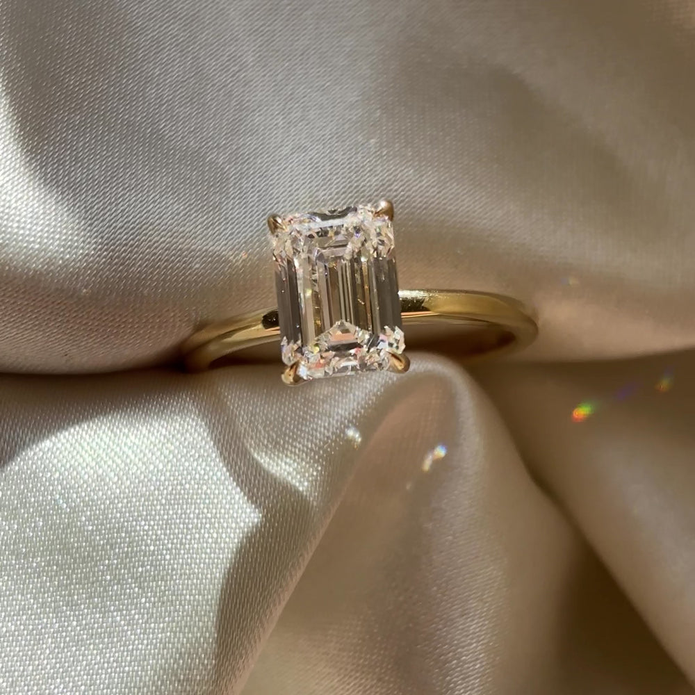 
                      
                        Load and play video in Gallery viewer, The Audrey Ring - 2.00ct Lab Grown Emerald Solitaire
                      
                    