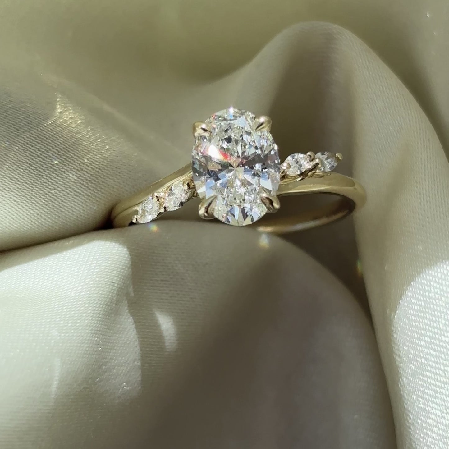 The Amira Ring™ - 1.34ct Lab Grown Diamond Oval with Marquise Accents