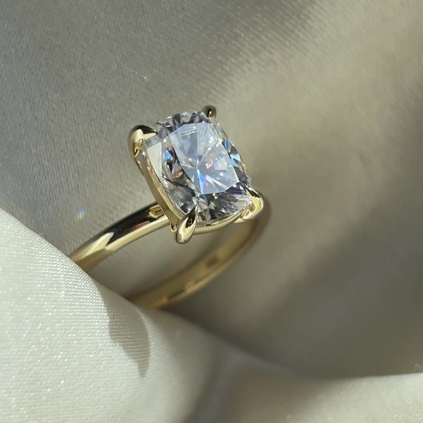 The Ophelia Ring - 1.75ct Moissanite Elongated Cushion Solitaire