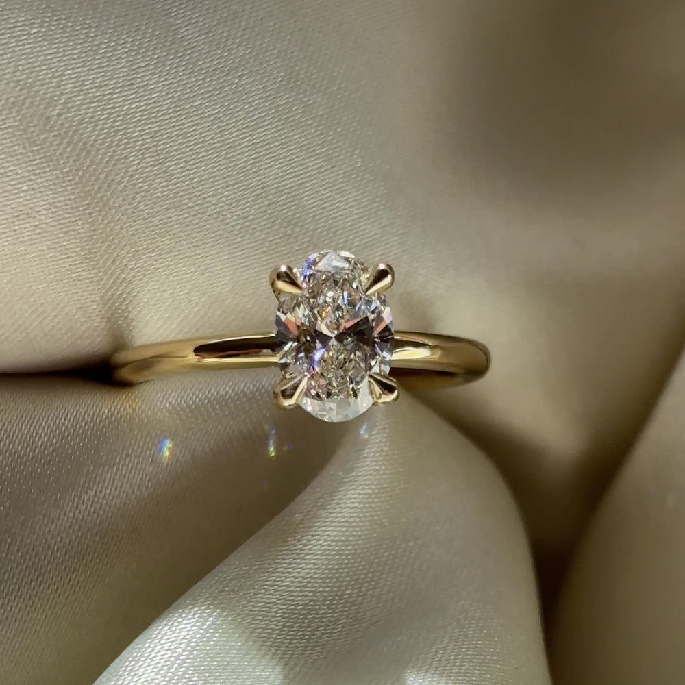 
                      
                        Load and play video in Gallery viewer, The Luise Ring - 1.02ct Lab Grown Diamond Oval Solitaire
                      
                    