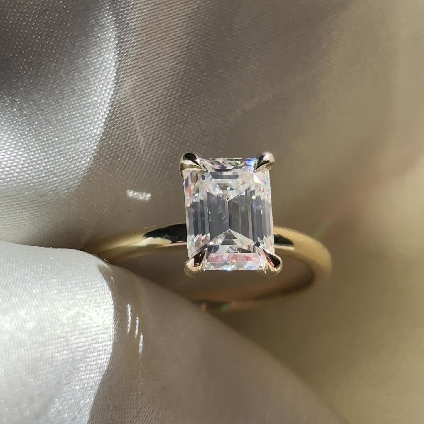 The Audrey Ring - 1.9ct Moissanite Emerald Solitaire