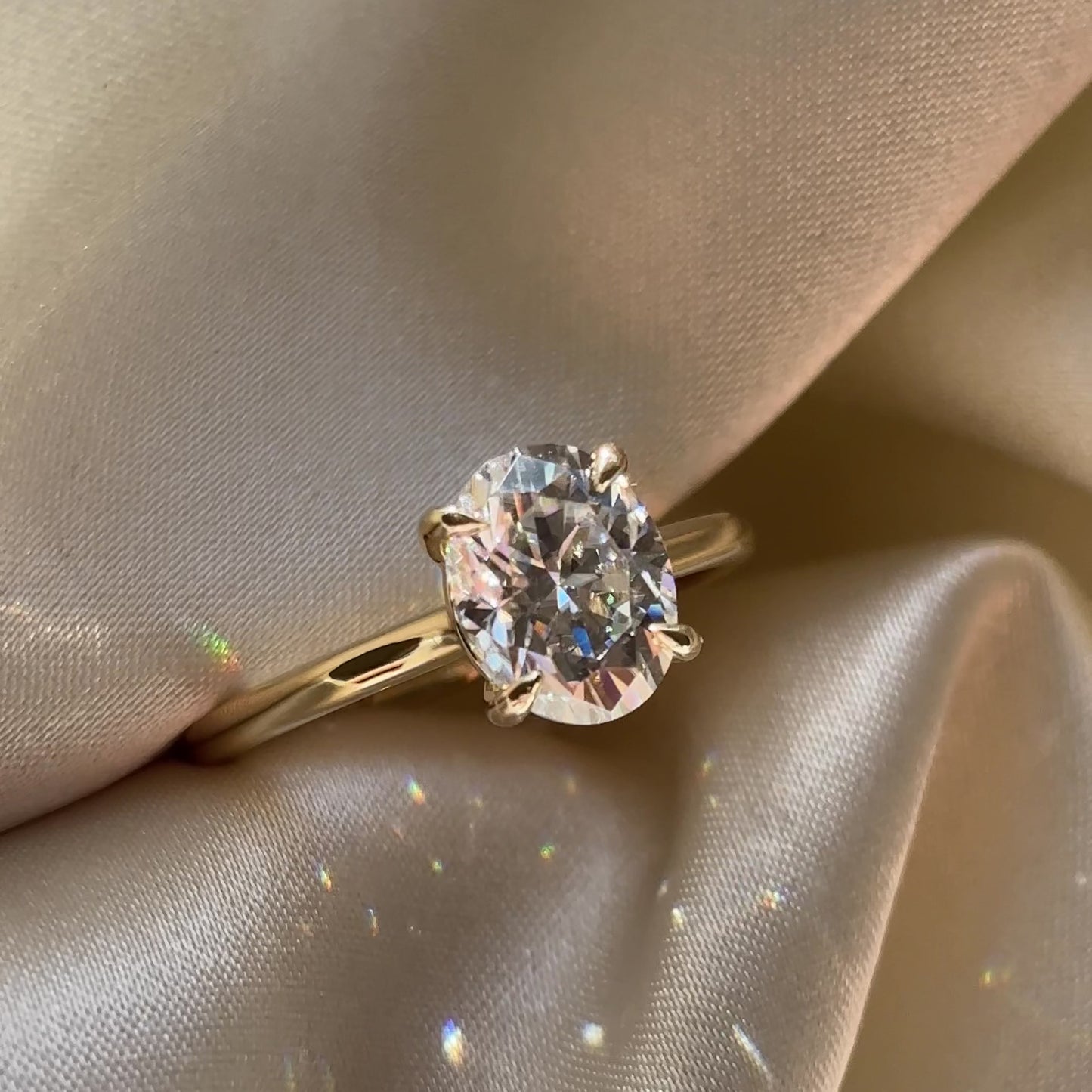 The Luise Ring - 2.1ct Moissanite Low Set Oval Solitaire