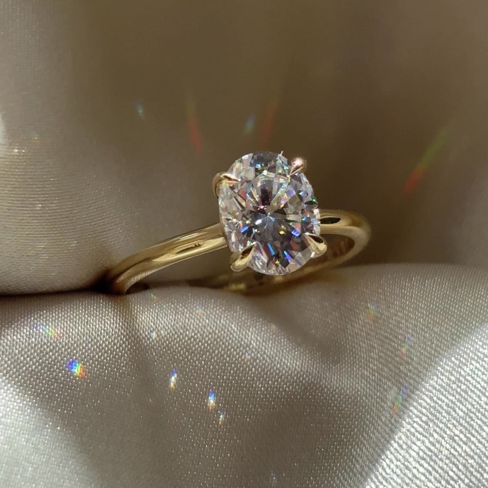 The Luise Ring™ - 2.1ct Moissanite Low Set Oval Solitaire