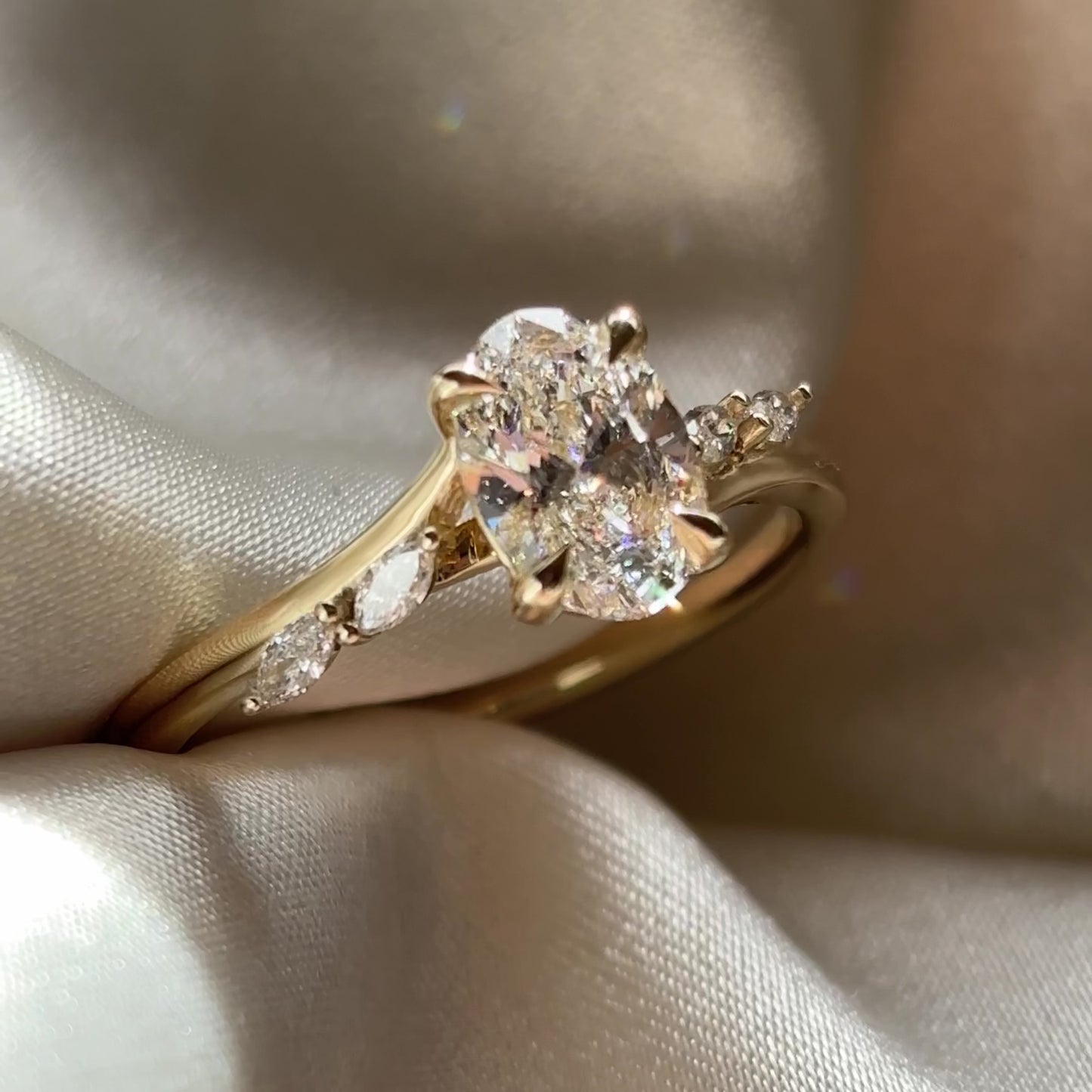 The Amira Ring™ - 1.01ct Lab Diamond Oval with Marquise Accents