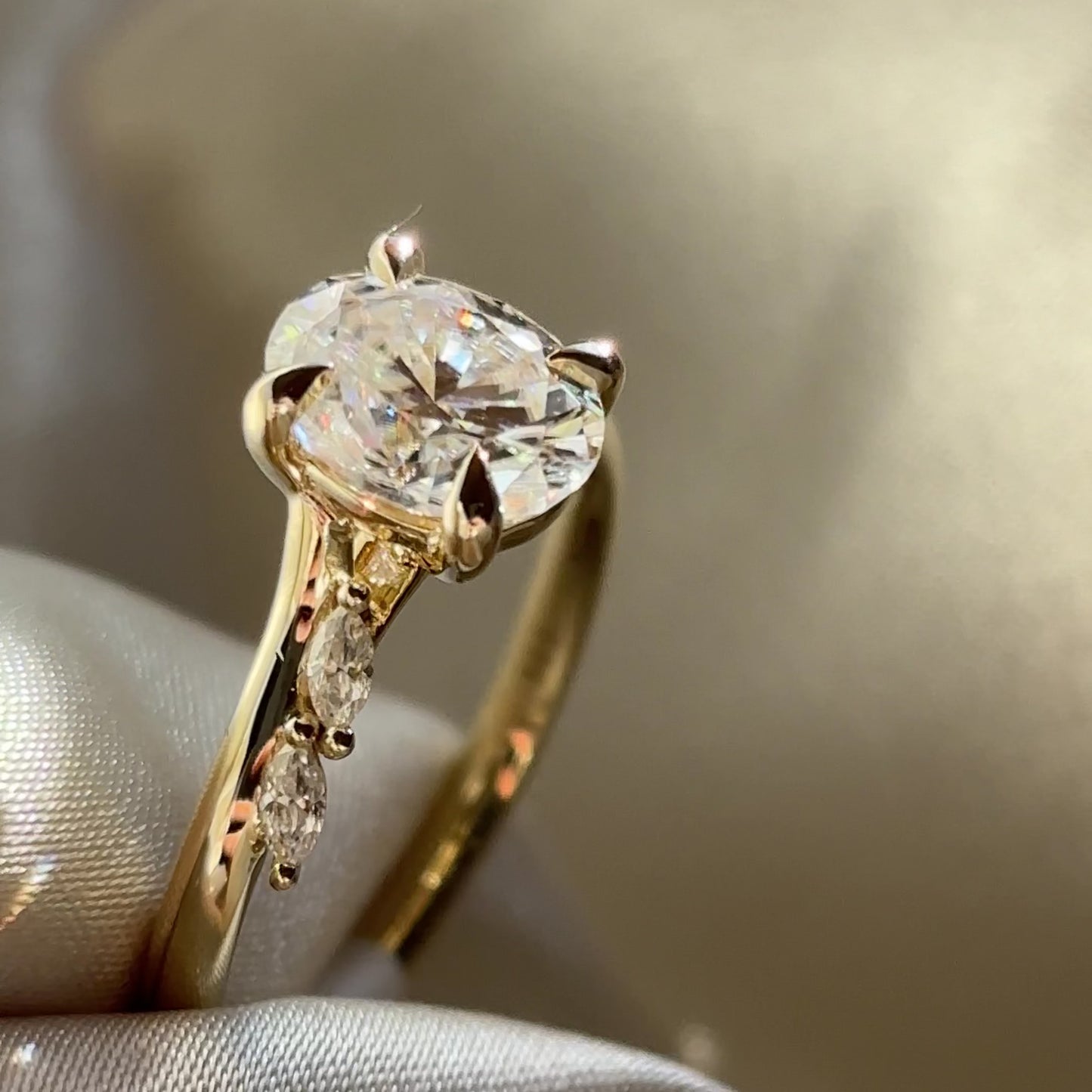 The Amira Ring - 1.5ct Moissanite Oval with Marquise Accents