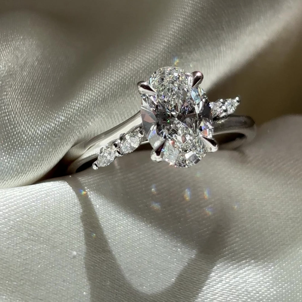 The Amira Ring™- 1.50ct Lab Grown Diamond Oval with Marquise Accents