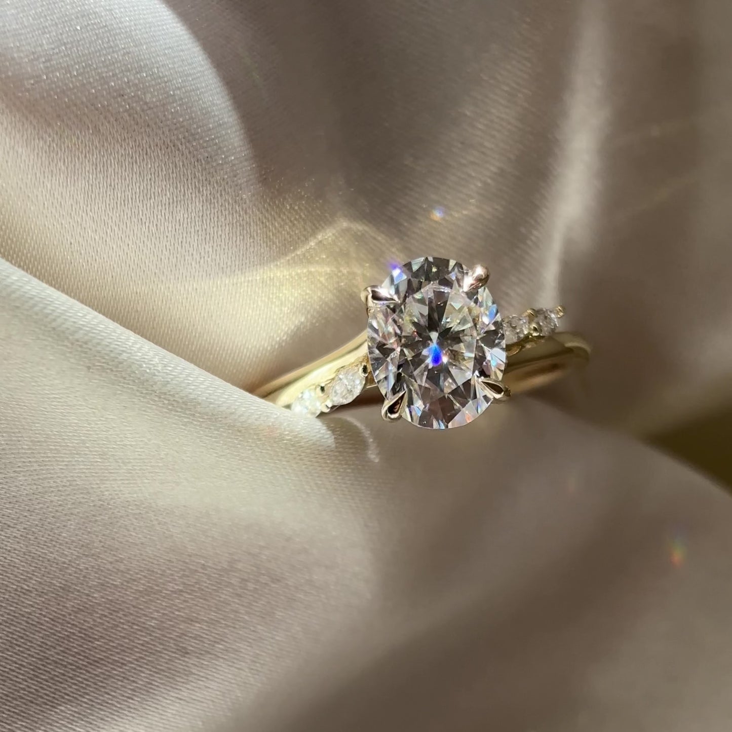 The Amira Ring - 2.1ct Moissanite Oval with Marquise Accents