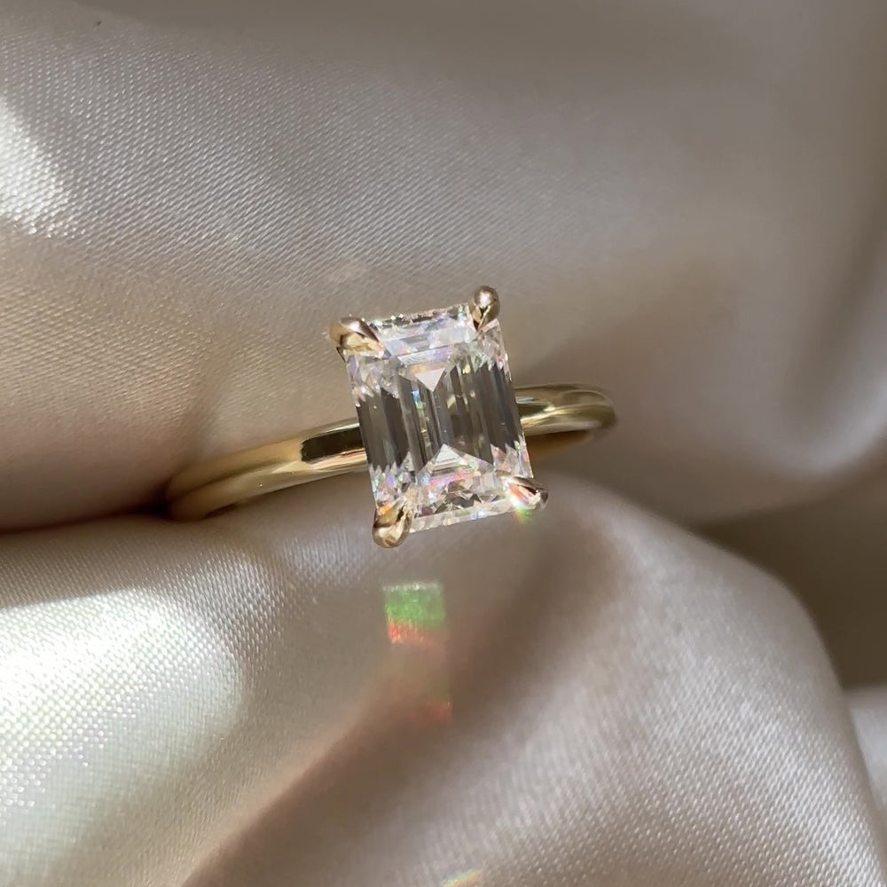 The Audrey Ring - 1.9ct Moissanite Emerald Solitaire