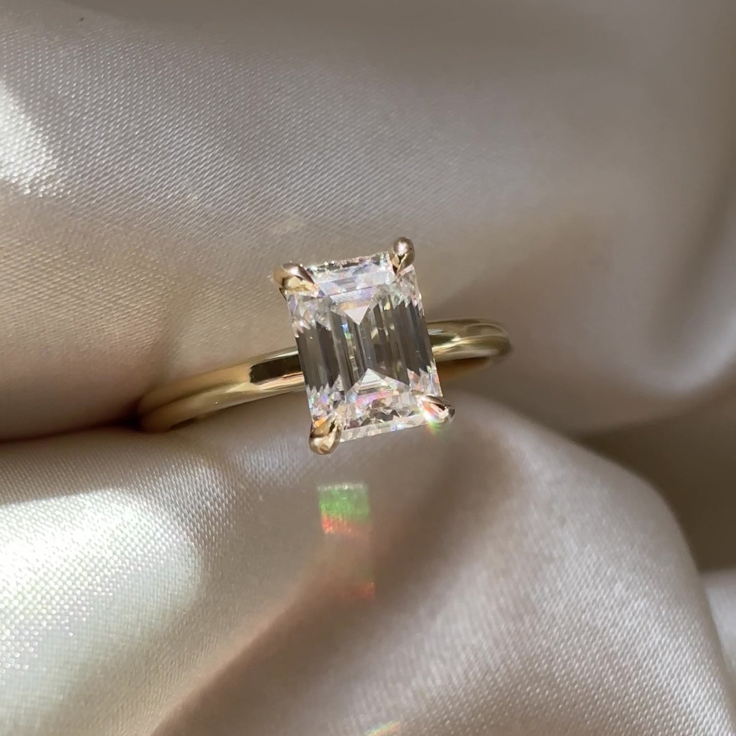 The Audrey Ring - 1.9ct Moissanite Emerald Solitaire