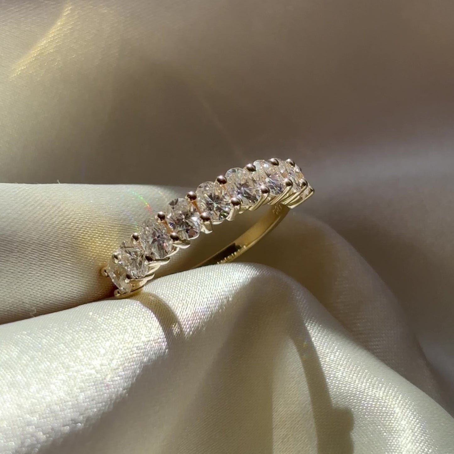 The Gia Ring - Lab Diamond Half Oval Band