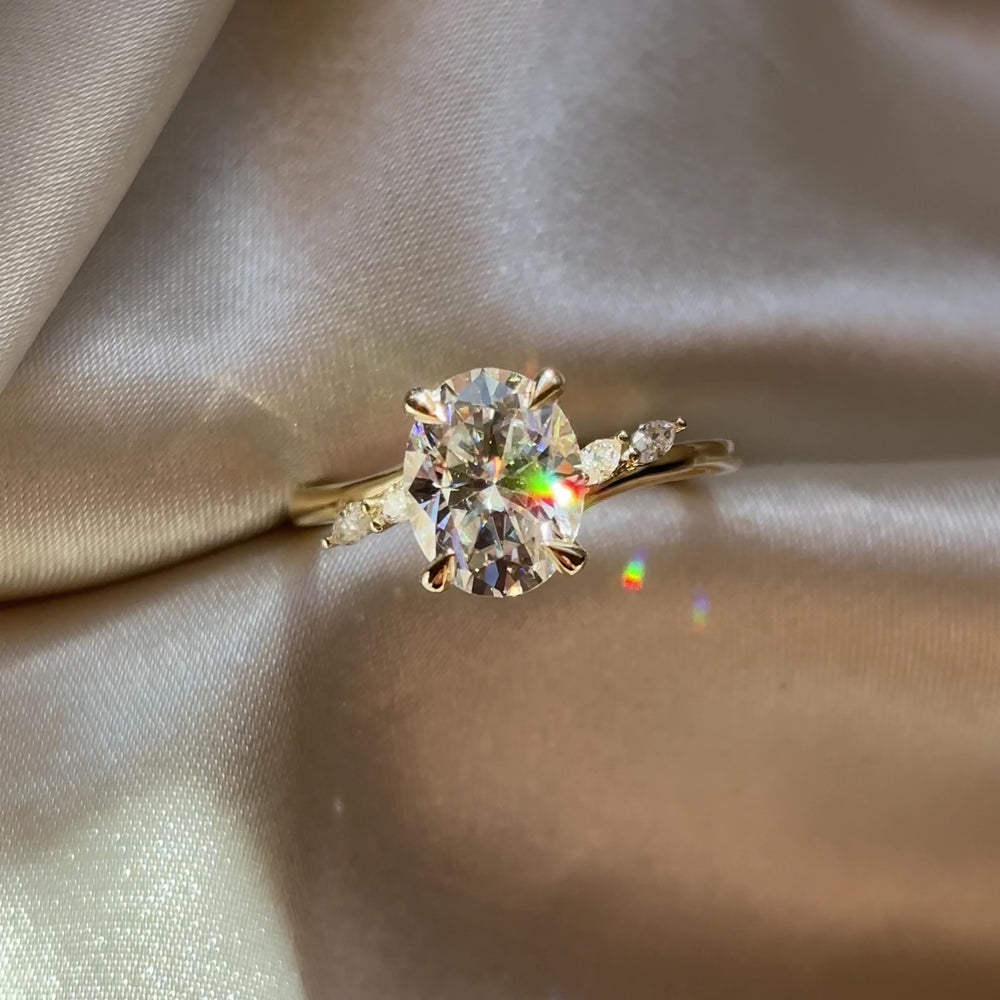 The Amira Ring - 2.1ct Moissanite Oval with Marquise Accents