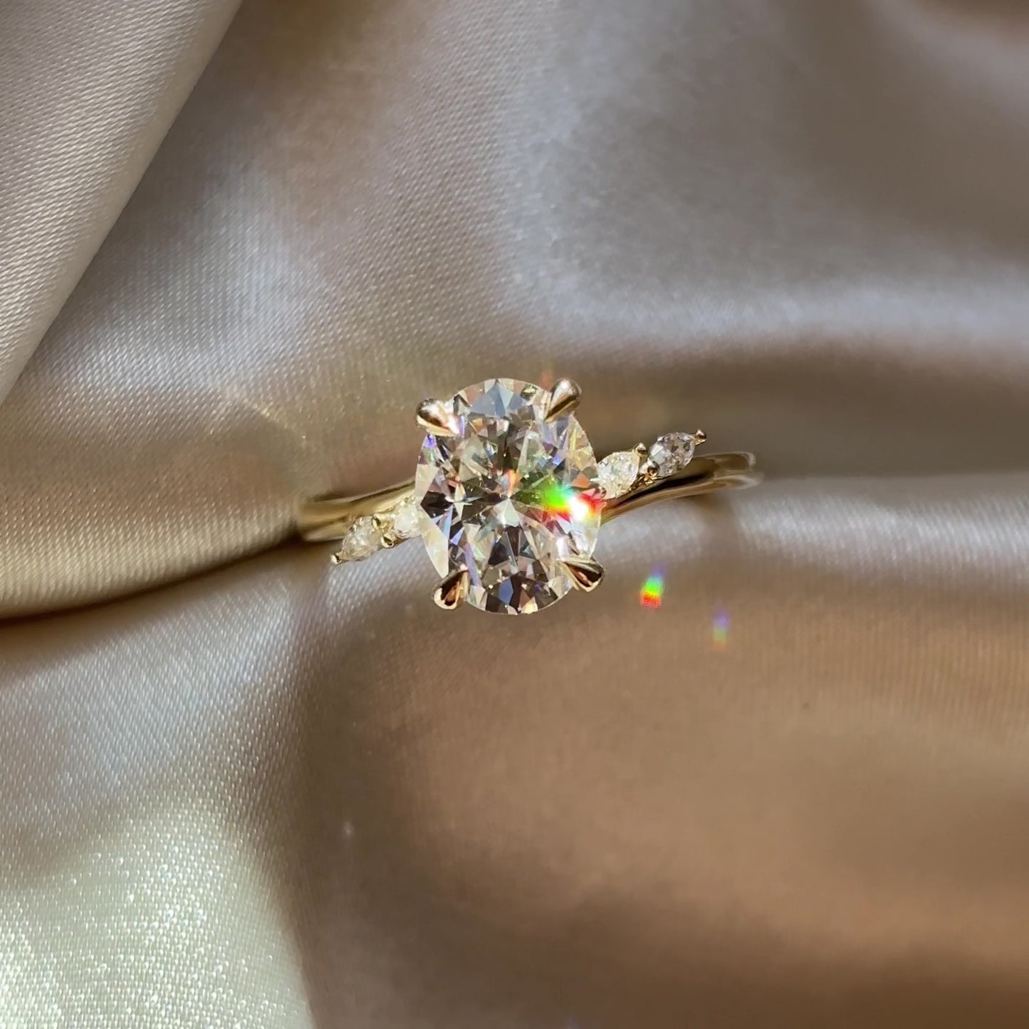 The Amira Ring - 2.1ct Moissanite Oval with Marquise Accents