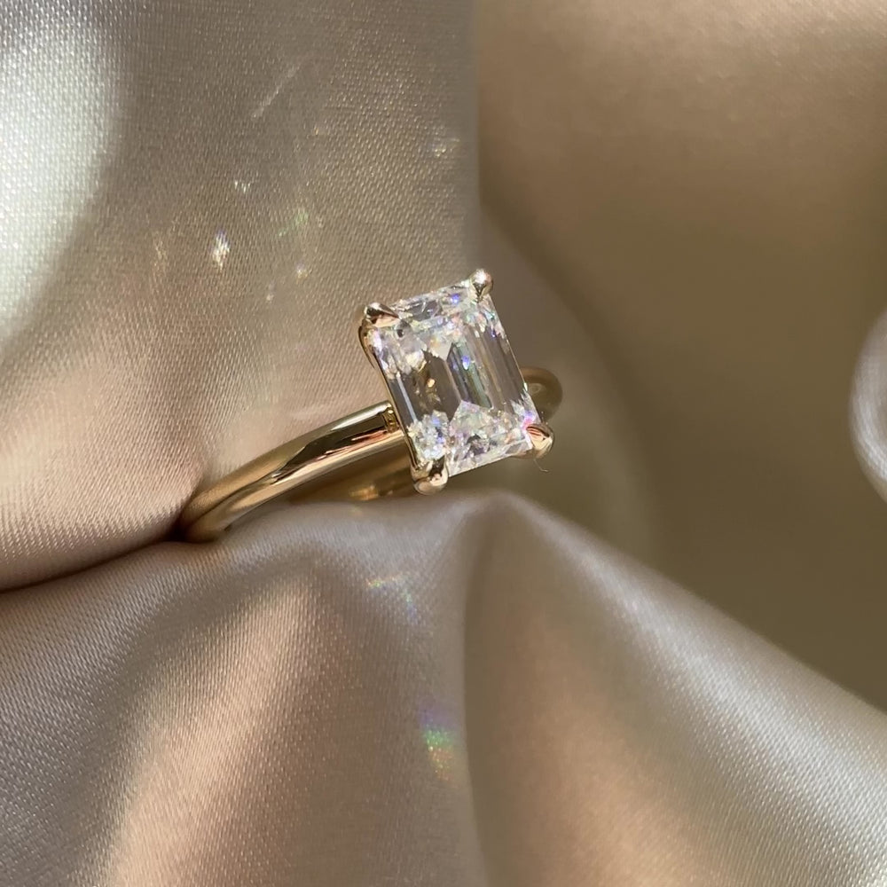 The Audrey Ring - 1.9ct Moissanite Emerald Solitaire