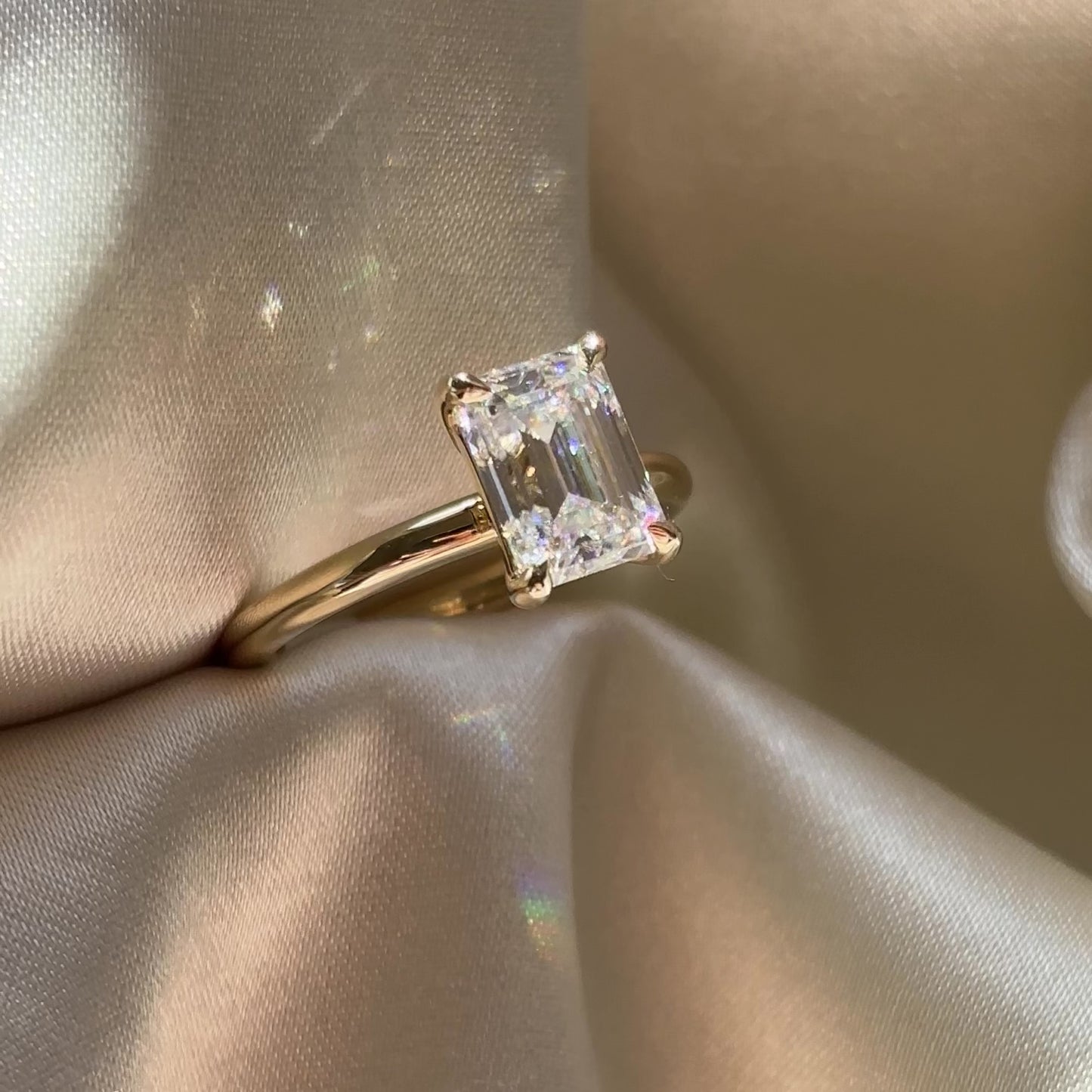 The Audrey Ring - 1.9ct Moissanite Emerald Solitaire