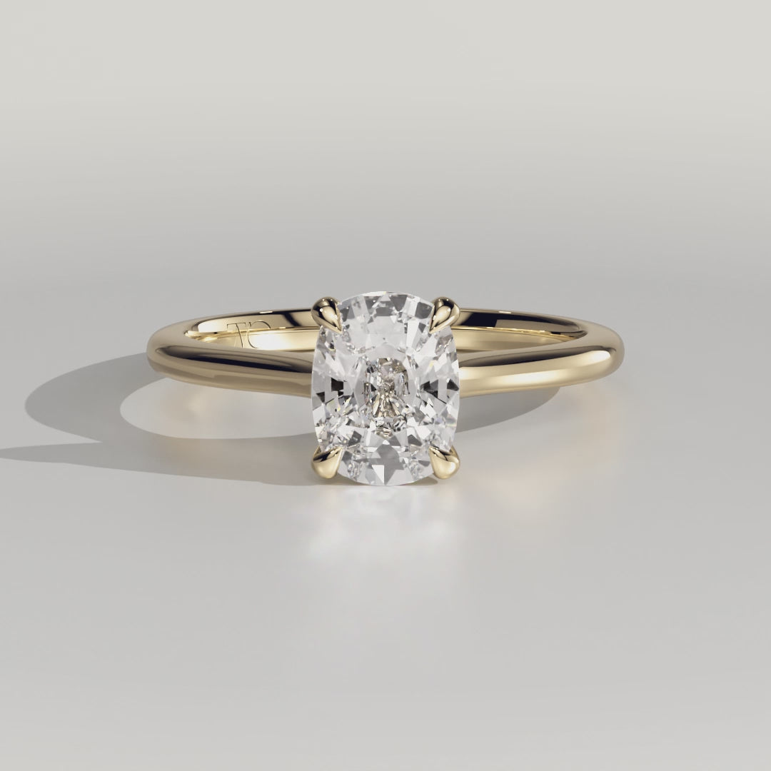 The Ophelia Ring - Elongated Cushion Cathedral Solitaire