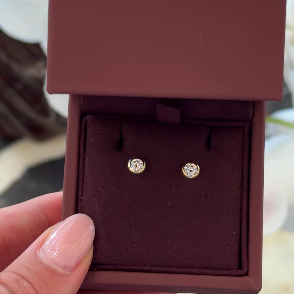 The Vera Earrings - 0.3ct Moissanite Round Bezel Studs