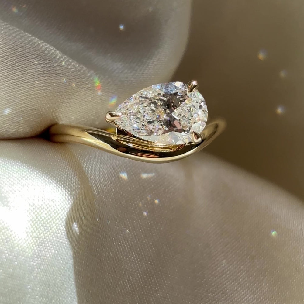 The Maya Ring - 1.58ct Lab Diamond Pear Curved Solitaire