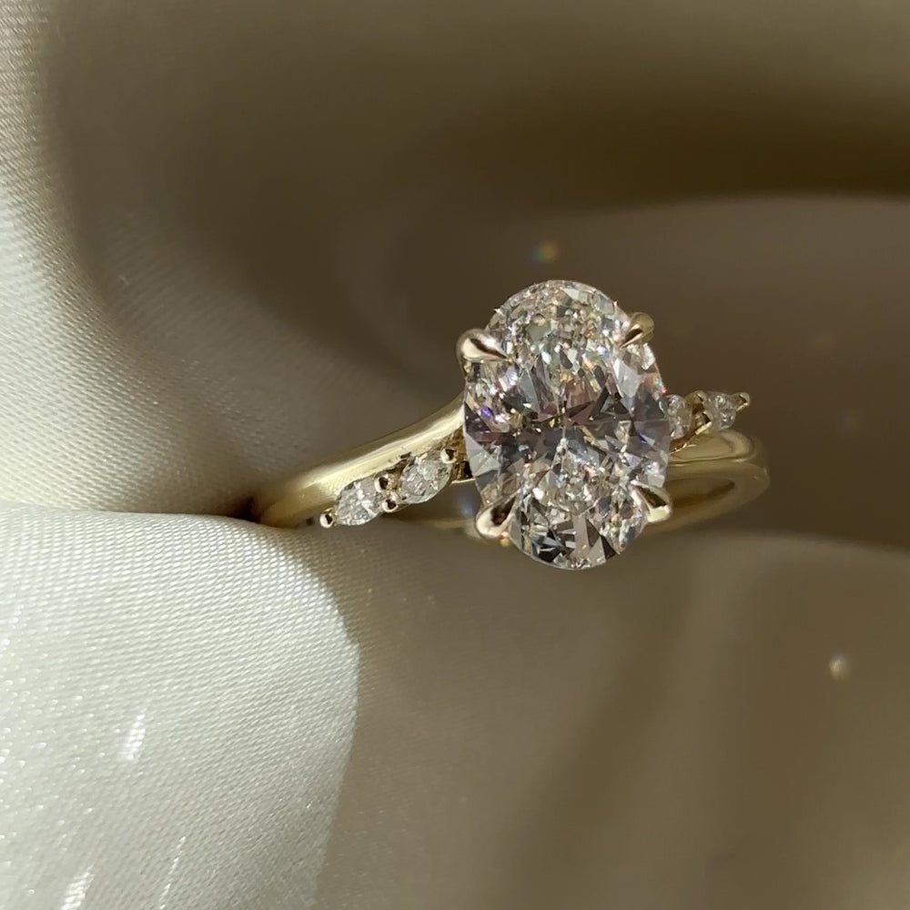 The Amira Ring™ - 2.15ct Lab Grown Diamond Oval with Marquise Accents