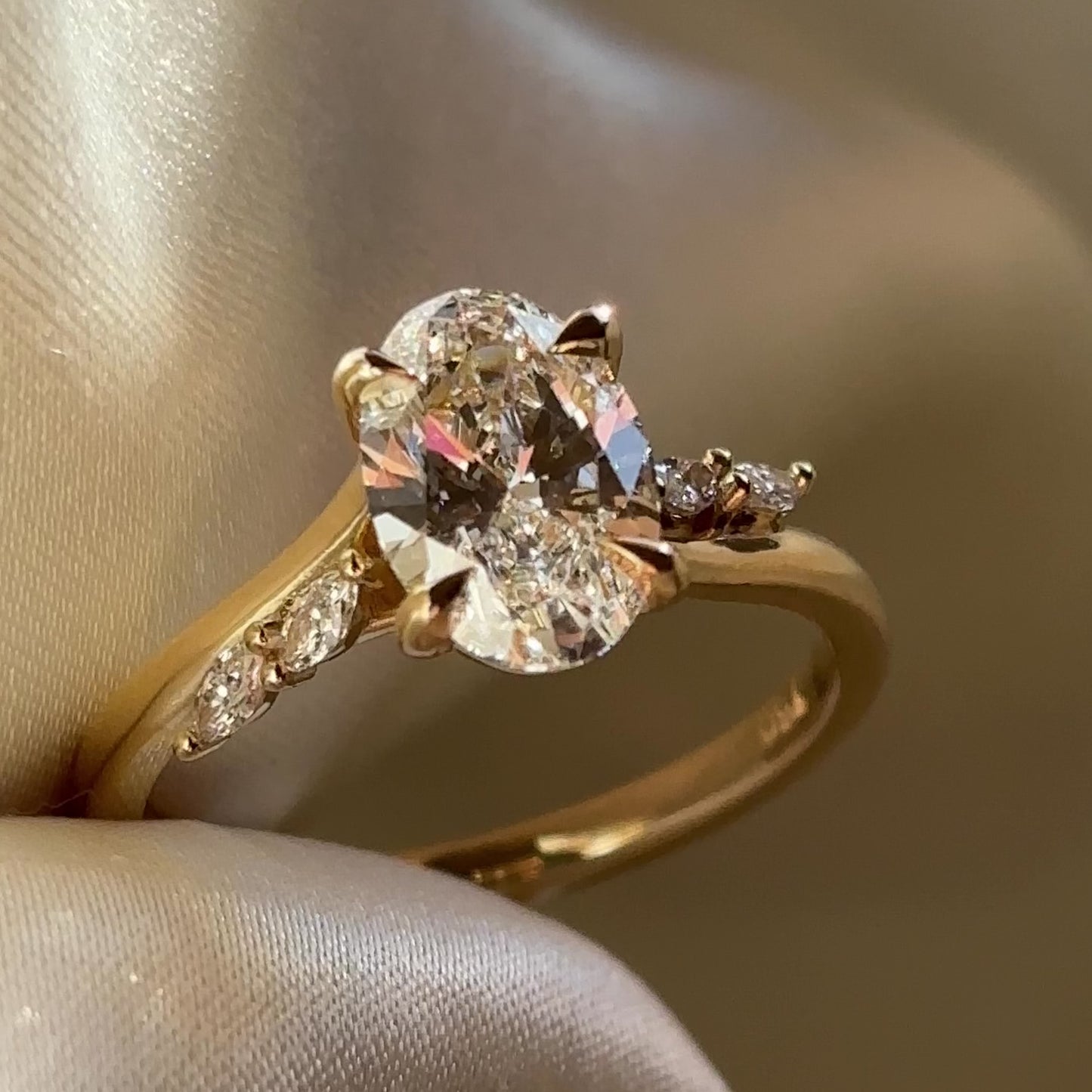 The Amira Ring™ - 1.55ct Lab Diamond Oval with Marquise Accents