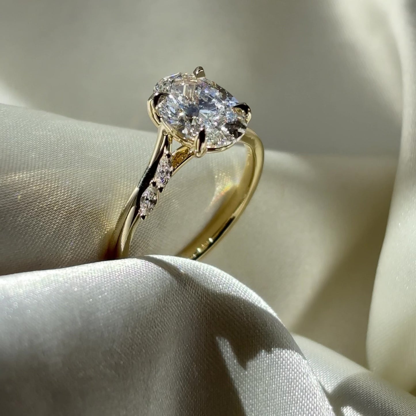 The Amira Ring™ - 2.01ct Lab Diamond Oval with Marquise Accents