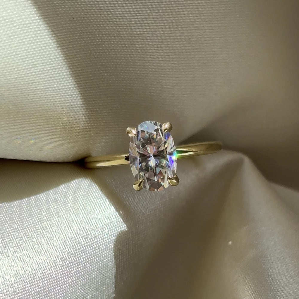 
                      
                        Load and play video in Gallery viewer, The Luise Ring - 1.8ct Moissanite Oval Solitaire
                      
                    