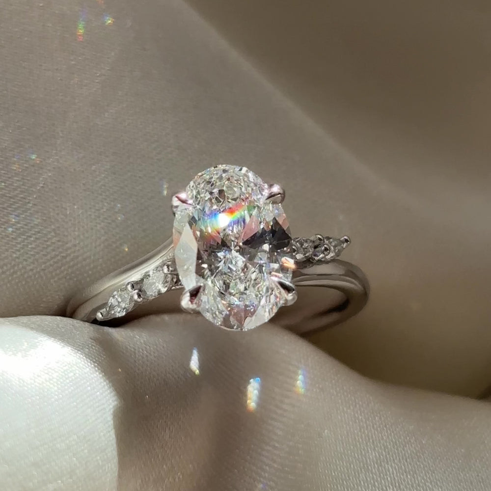 The Amira Ring™- 2.07ct Lab Grown Diamond Oval with Marquise Accents