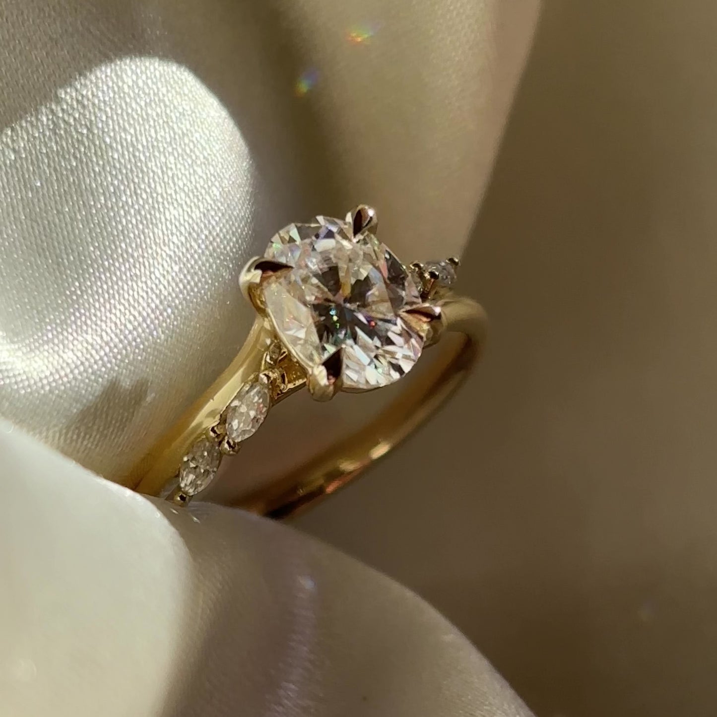 The Amira Ring - 1.5ct Moissanite Oval with Marquise Accents