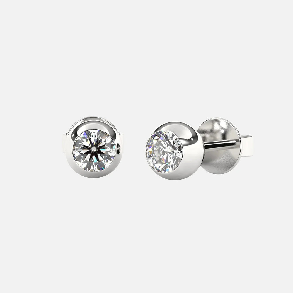 The Vera Earrings - Round Bezel Studs 3mm (0.1ct)